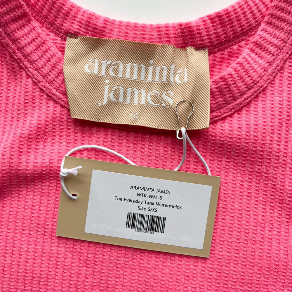 NWT Araminta James The Everyday Tank Watermelon Pink Waffle Knit Women XS Beach - Picture 7 of 9